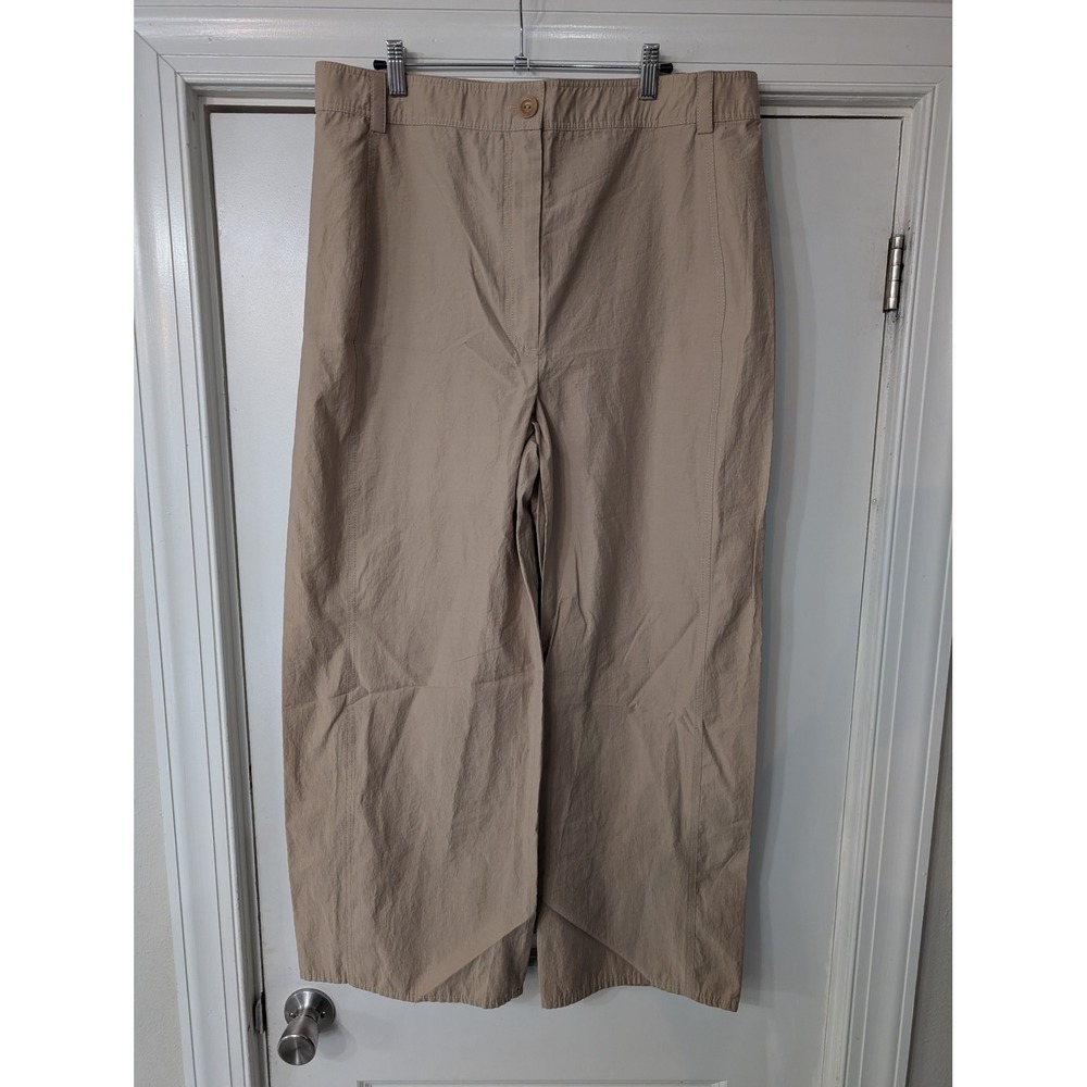 Zara Womens XXL Tan Beige‎ Wide Leg High Rise Lightweight Utility Pants coastal